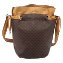 CELINE Macadam Canvas Shoulder Bag PVC Leather Brown Gold Auth ar14297-13