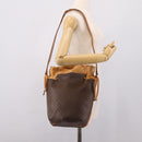 CELINE Macadam Canvas Shoulder Bag PVC Leather Brown Gold Auth ar14297-22