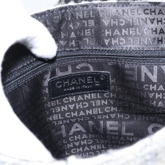 CHANEL Shoulder Bag Tweed Gray Silver CC Auth ar14307SAM