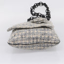 CHANEL Shoulder Bag Tweed Gray Silver CC Auth ar14307SAM-9