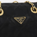 PRADA Chain Shoulder Bag Nylon Black Gold Auth ar14310A-14