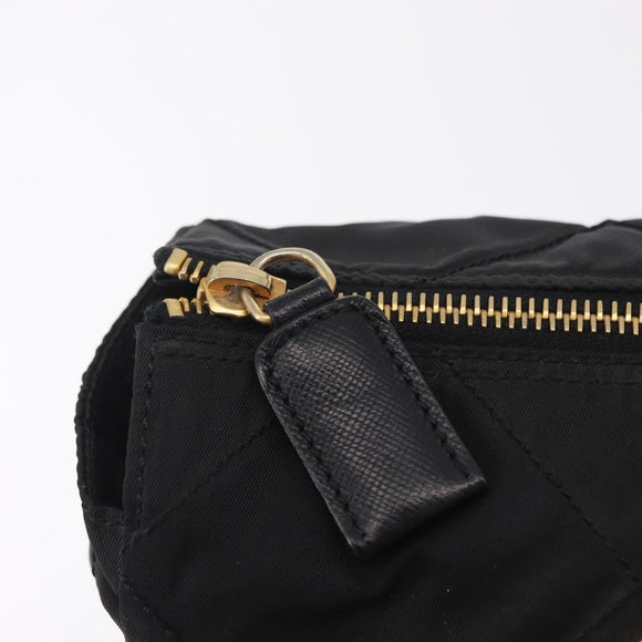 PRADA Chain Shoulder Bag Nylon Black Gold Auth ar14310A