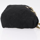 PRADA Chain Shoulder Bag Nylon Black Gold Auth ar14310A-4
