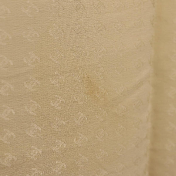 CHANEL Scarf Silk White CC Auth ar14315