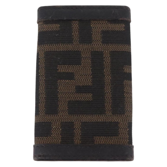 FENDI Zucca Canvas Folding Umbrella Key Case Nylon 2 Set Black Auth ar14318