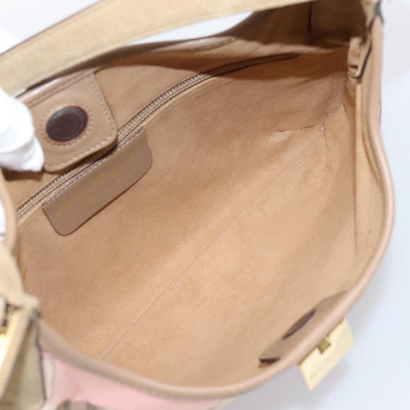Salvatore Ferragamo Tote Bag Canvas Beige Gold Auth ar14322