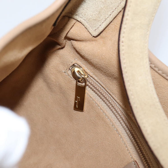 Salvatore Ferragamo Tote Bag Canvas Beige Gold Auth ar14322