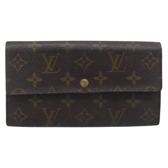 LOUIS VUITTON Monogram Long Wallet 2 Set Beige LV Auth ar14329