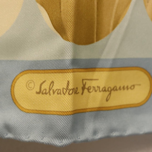Salvatore Ferragamo Cartier Scarf Silk 2 Set Light Blue Auth ar14344