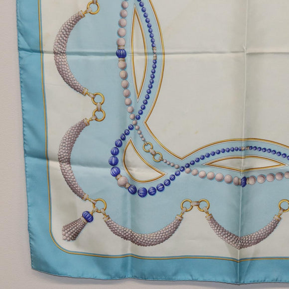 Salvatore Ferragamo Cartier Scarf Silk 2 Set Light Blue Auth ar14344