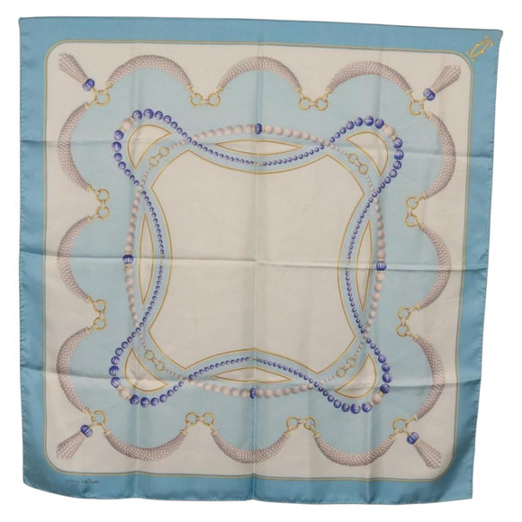 Salvatore Ferragamo Cartier Scarf Silk 2 Set Light Blue Auth ar14344