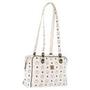MCM Vicetos Logogram Shoulder Bag PVC Leather White Gold Auth ar14345-1