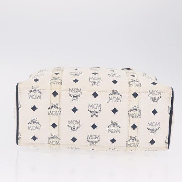 MCM Vicetos Logogram Shoulder Bag PVC Leather White Gold Auth ar14345