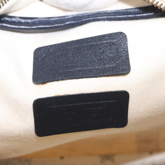 MCM Vicetos Logogram Shoulder Bag PVC Leather White Gold Auth ar14345