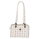 MCM Vicetos Logogram Shoulder Bag PVC Leather White Gold Auth ar14345-2