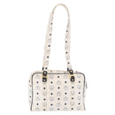 MCM Vicetos Logogram Shoulder Bag PVC Leather White Gold Auth ar14345-3