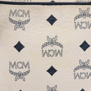 MCM Vicetos Logogram Shoulder Bag PVC Leather White Gold Auth ar14345-4