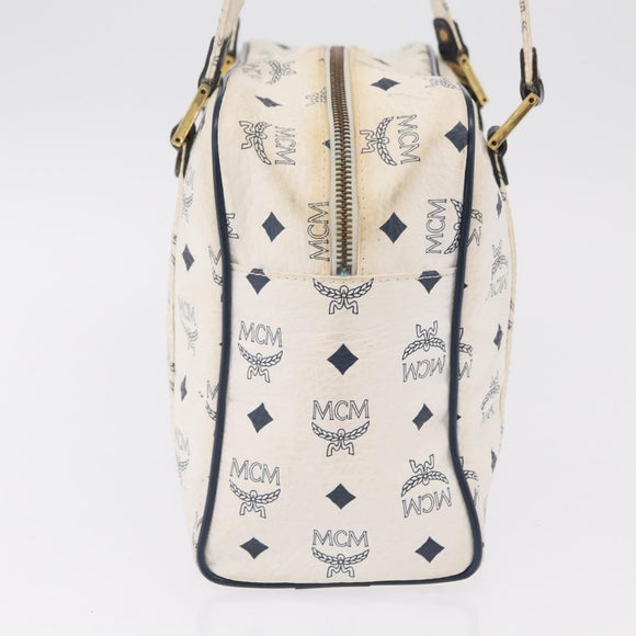 MCM Vicetos Logogram Shoulder Bag PVC Leather White Gold Auth ar14345
