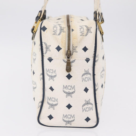 MCM Vicetos Logogram Shoulder Bag PVC Leather White Gold Auth ar14345