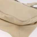 PRADA Tote Bag Leather Ivory Silver Auth ar14347-12