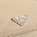 PRADA Tote Bag Leather Ivory Silver Auth ar14347-15