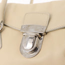 PRADA Tote Bag Leather Ivory Silver Auth ar14347-16