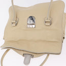 PRADA Tote Bag Leather Ivory Silver Auth ar14347-17