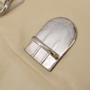 PRADA Tote Bag Leather Ivory Silver Auth ar14347-19