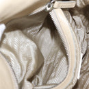 PRADA Tote Bag Leather Ivory Silver Auth ar14347-25