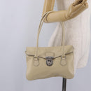 PRADA Tote Bag Leather Ivory Silver Auth ar14347-29