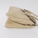 PRADA Tote Bag Leather Ivory Silver Auth ar14347-4
