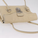 PRADA Tote Bag Leather Ivory Silver Auth ar14347-6