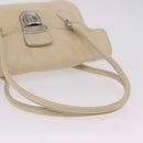 PRADA Tote Bag Leather Ivory Silver Auth ar14347-7