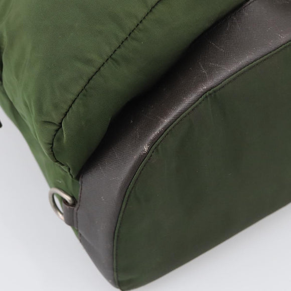 PRADA Backpack Nylon Green Silver Auth ar14348