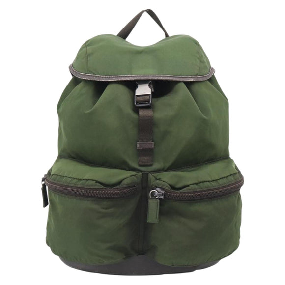 PRADA Backpack Nylon Green Silver Auth ar14348