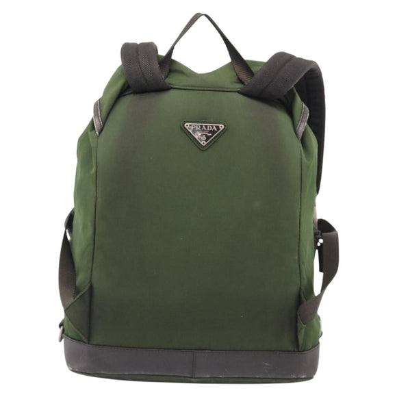 PRADA Backpack Nylon Green Silver Auth ar14348