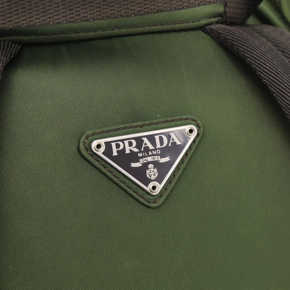 PRADA Backpack Nylon Green Silver Auth ar14348