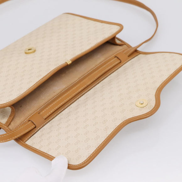 GUCCI Micro GG Supreme Shoulder Bag PVC Beige Gold Auth ar14351