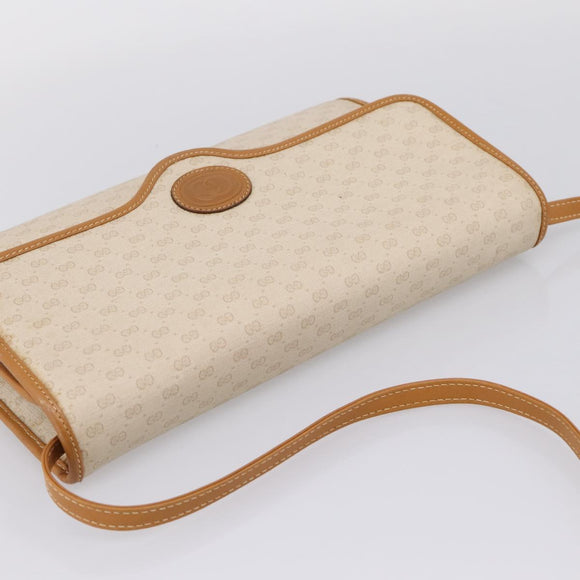 GUCCI Micro GG Supreme Shoulder Bag PVC Beige Gold Auth ar14351