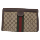 GUCCI GG Supreme Web Sherry Line Clutch Bag PVC Beige 67 014 2125 Auth ar14352-2