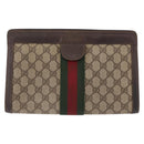 GUCCI GG Supreme Web Sherry Line Clutch Bag PVC Beige 67 014 2125 Auth ar14352-3