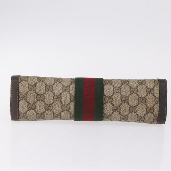 GUCCI GG Supreme Web Sherry Line Clutch Bag PVC Beige 67 014 2125 Auth ar14352
