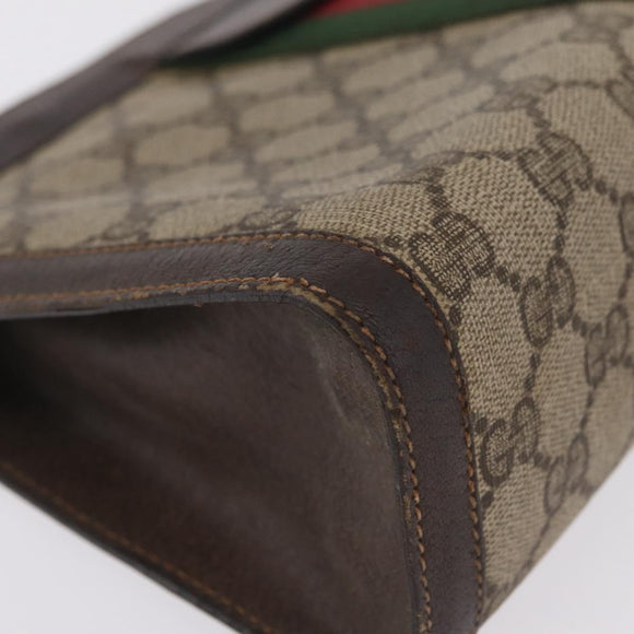 GUCCI GG Supreme Web Sherry Line Clutch Bag PVC Beige 67 014 2125 Auth ar14352