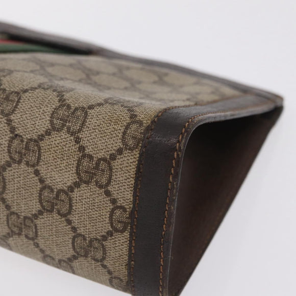 GUCCI GG Supreme Web Sherry Line Clutch Bag PVC Beige 67 014 2125 Auth ar14352