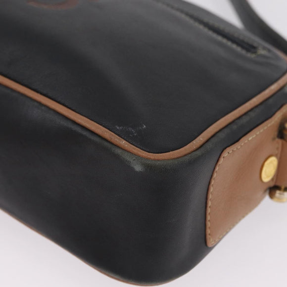 LOEWE Shoulder Bag Leather Black Gold Auth ar14355