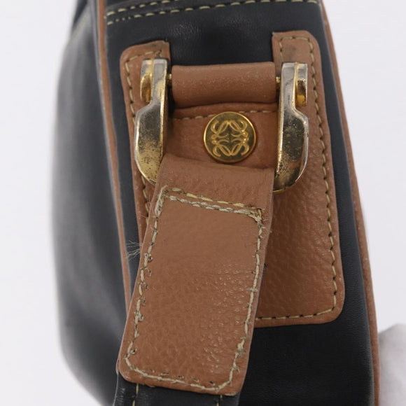 LOEWE Shoulder Bag Leather Black Gold Auth ar14355