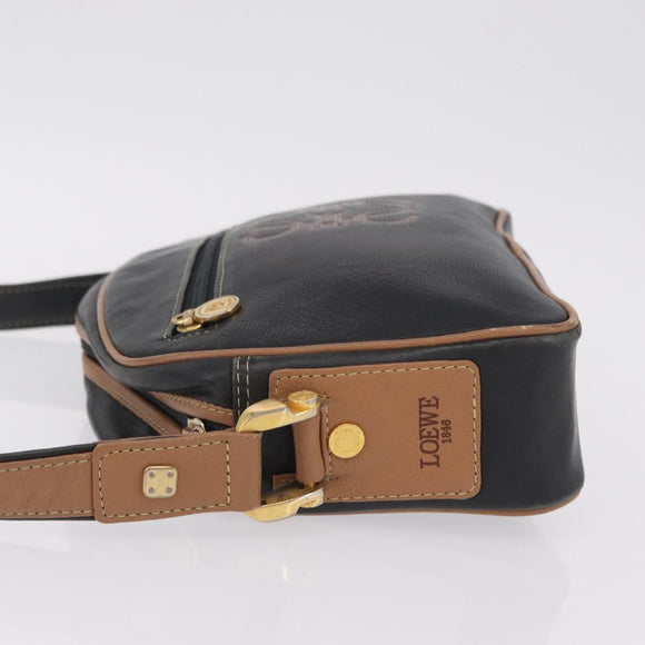 LOEWE Shoulder Bag Leather Black Gold Auth ar14355