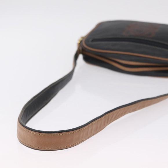 LOEWE Shoulder Bag Leather Black Gold Auth ar14355