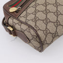 GUCCI GG Supreme Web Sherry Line Bag PVC Beige Gold 001 50 6655 Auth ar14356-11