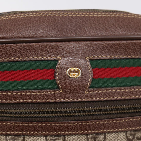 GUCCI GG Supreme Web Sherry Line Bag PVC Beige Gold 001 50 6655 Auth ar14356